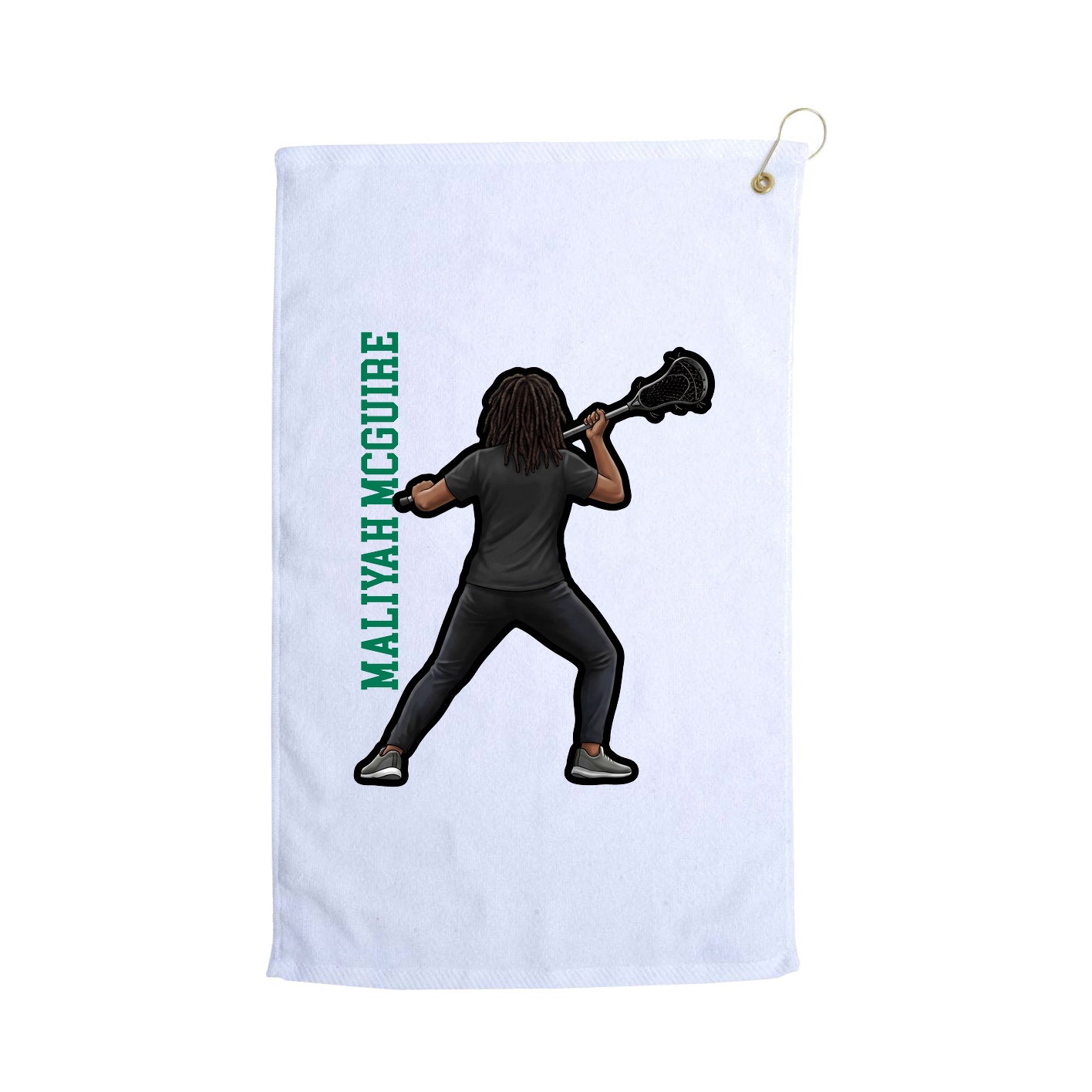 Golf Towel — Name Vertical in White