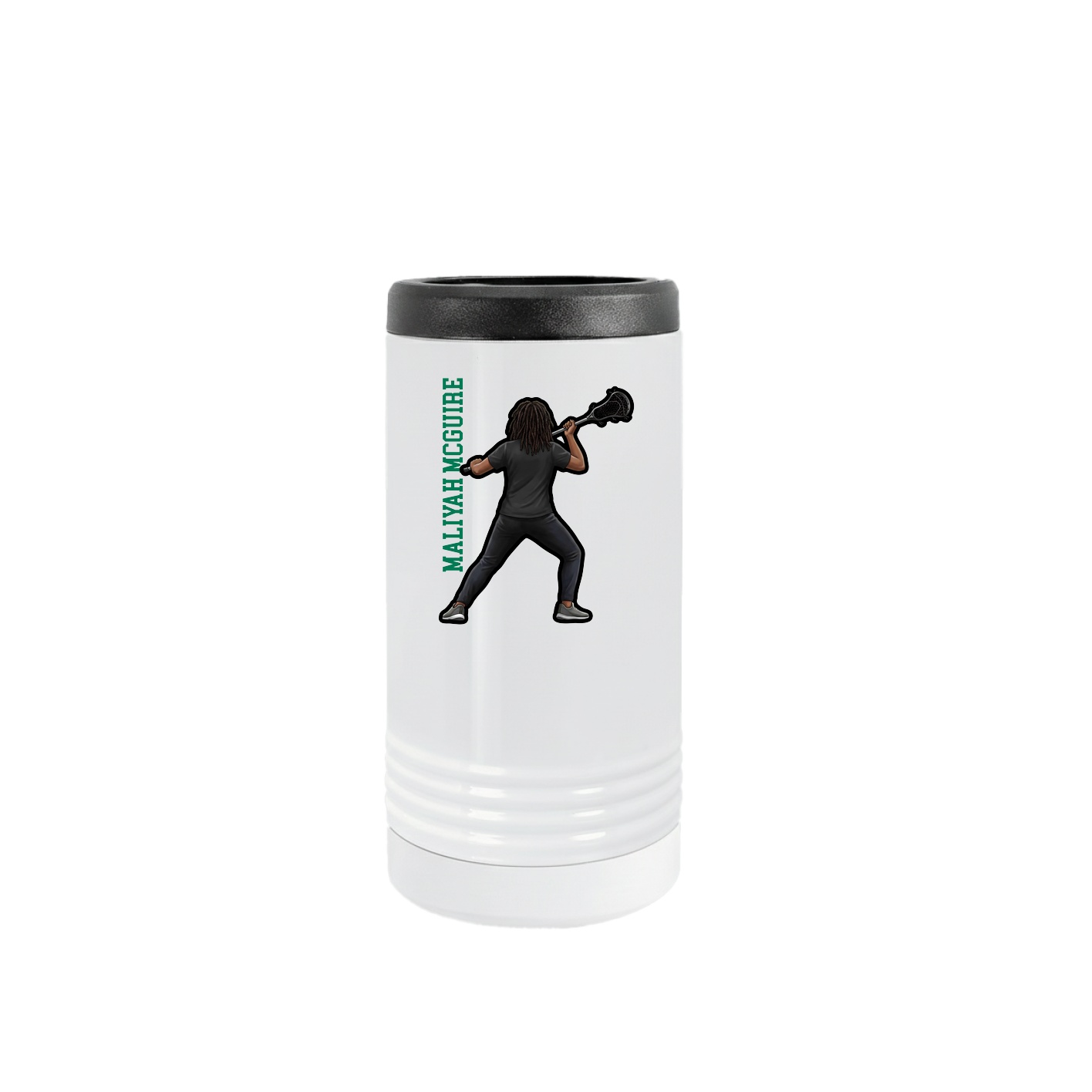 Slim Beverage Holder — Name Vertical in White