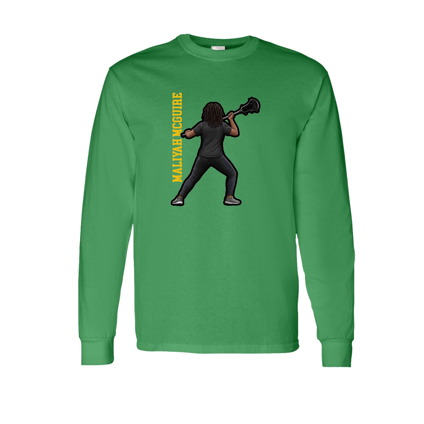 Long Sleeve Tee — Name Vertical in Green