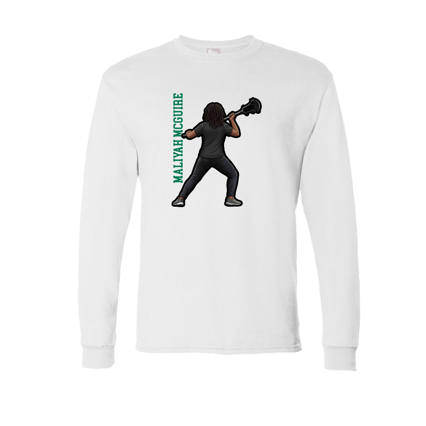 Long Sleeve Tee — Name Vertical in White