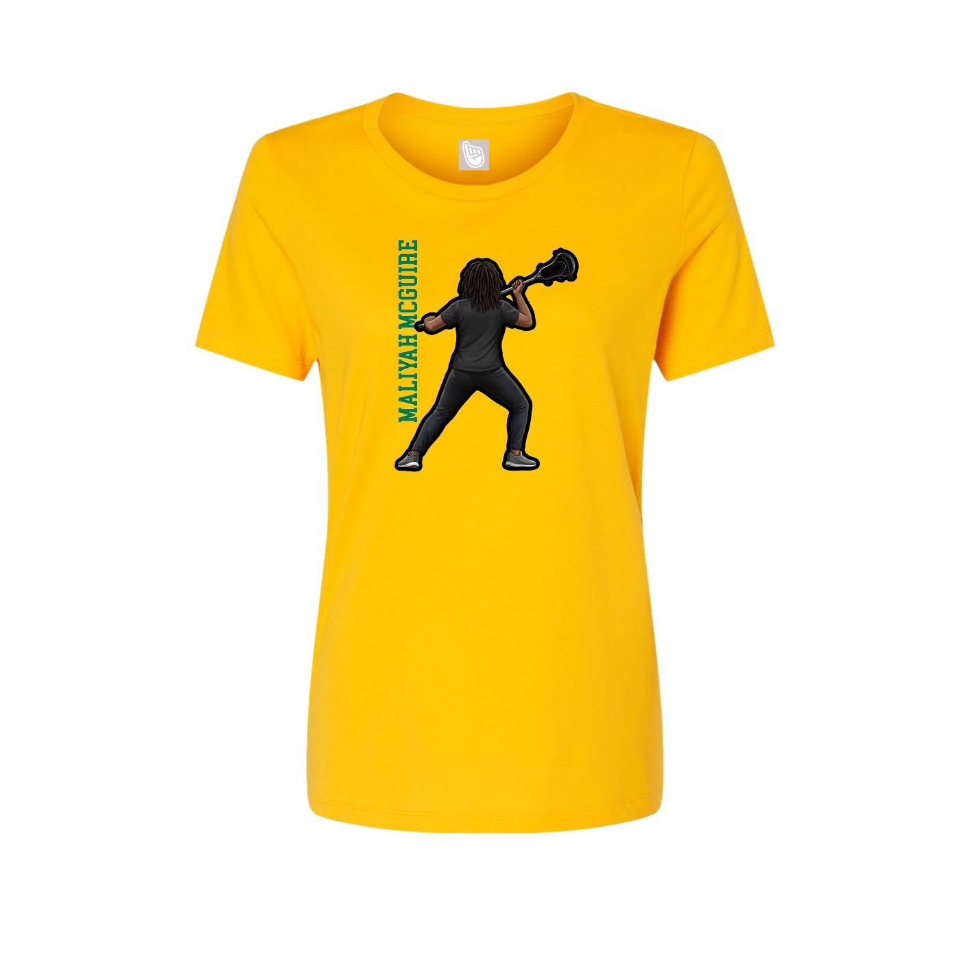 Fitted Women's Tee — Name Vertical in Gold