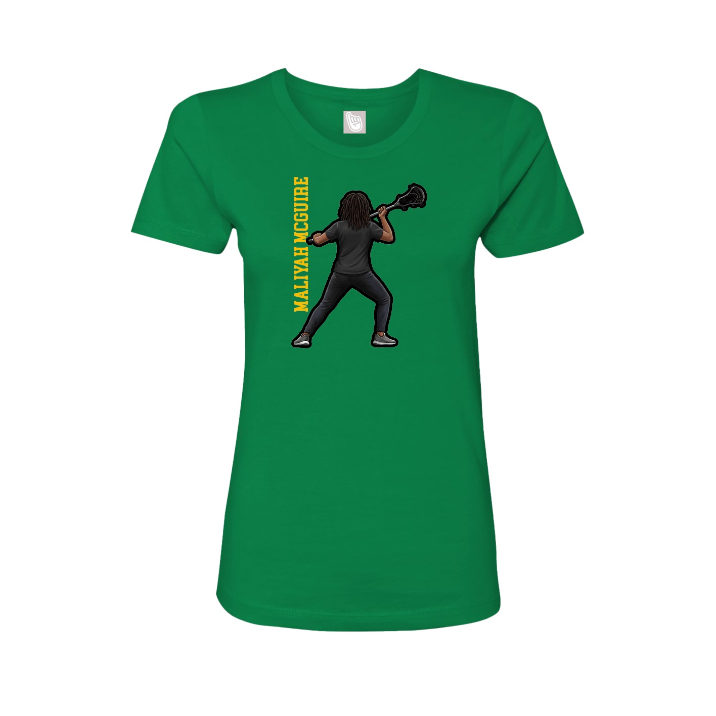 Womens Tee — Name Vertical in Green