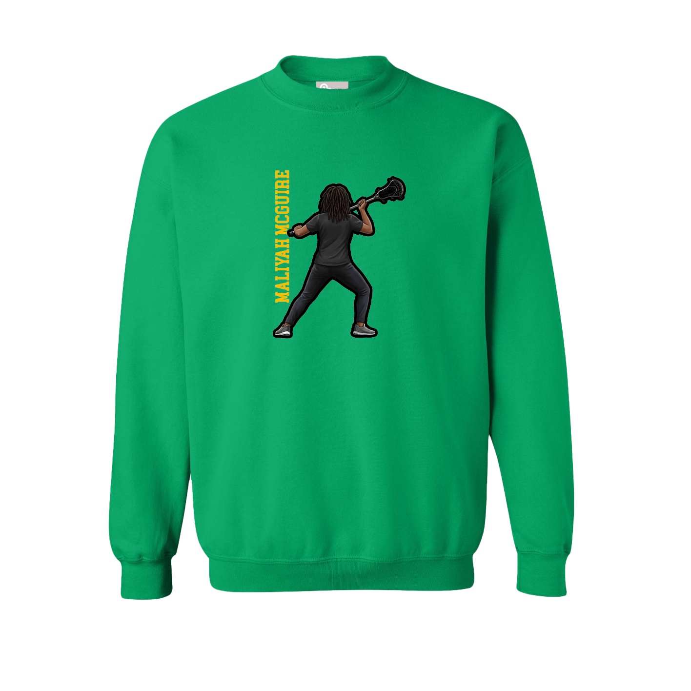 Fleece Crew — Name Vertical in Green