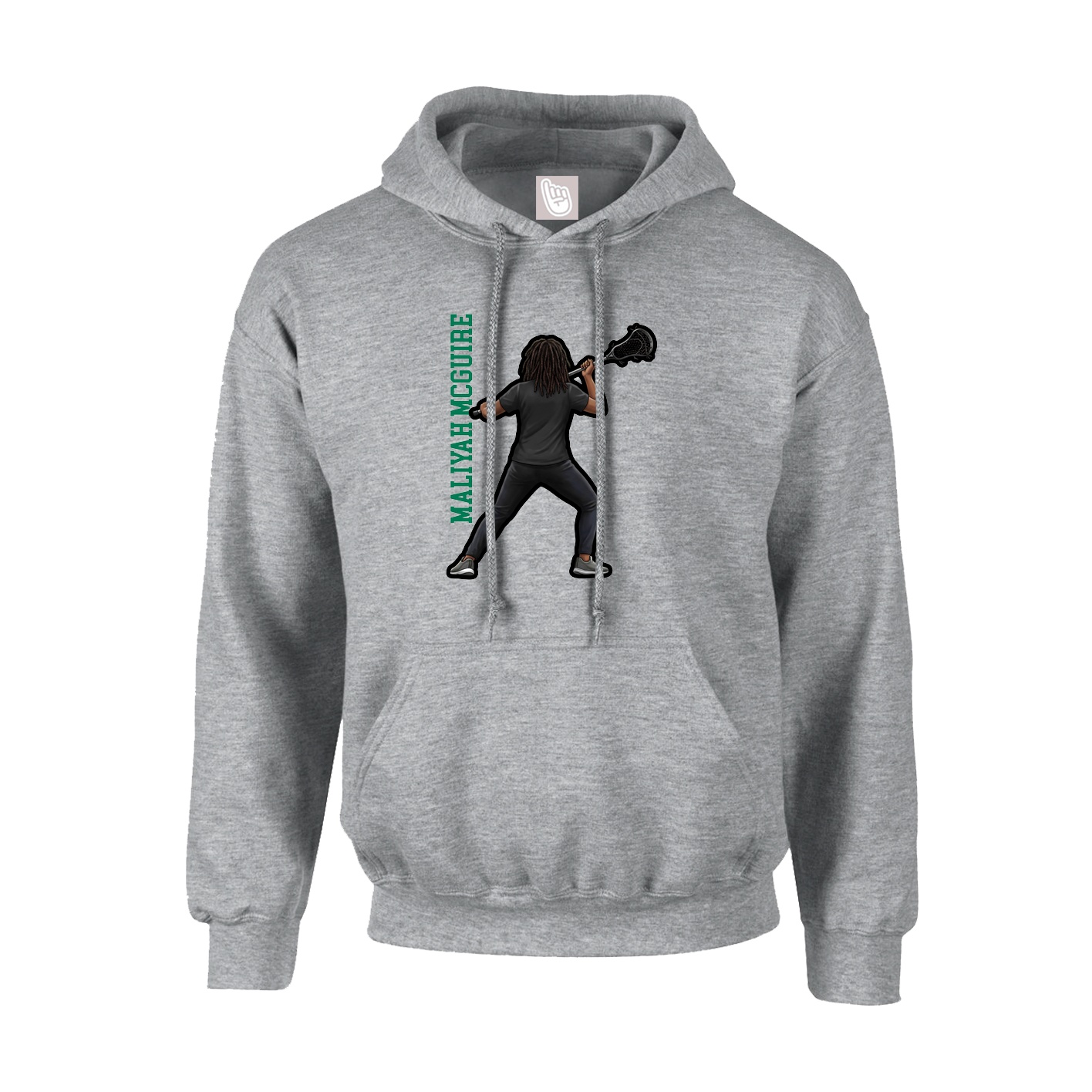 Youth Hoodie — Name Vertical in Grey