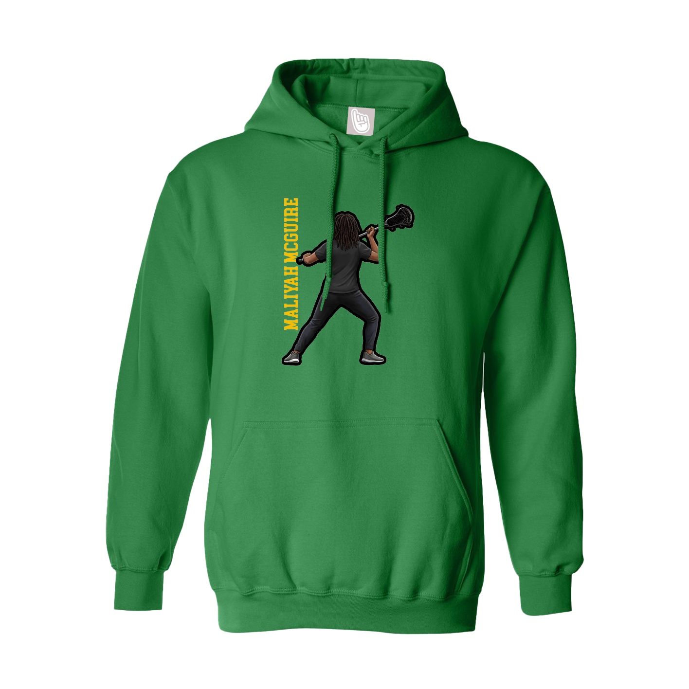 Youth Hoodie — Name Vertical in Green