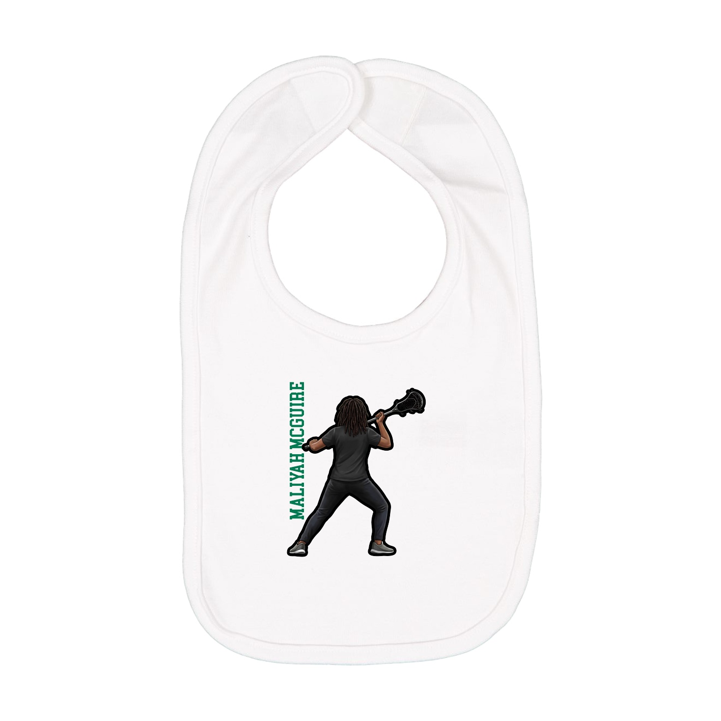 Infant Bib — Name Vertical in White