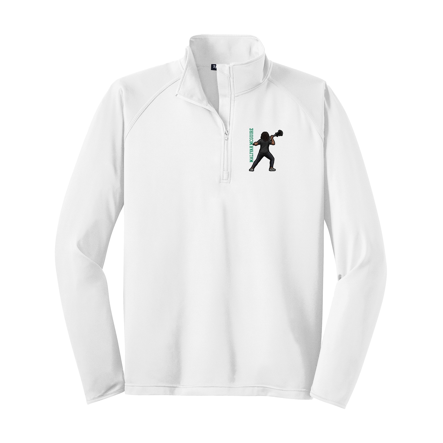 Q-Zip Pullover — Name Vertical in White