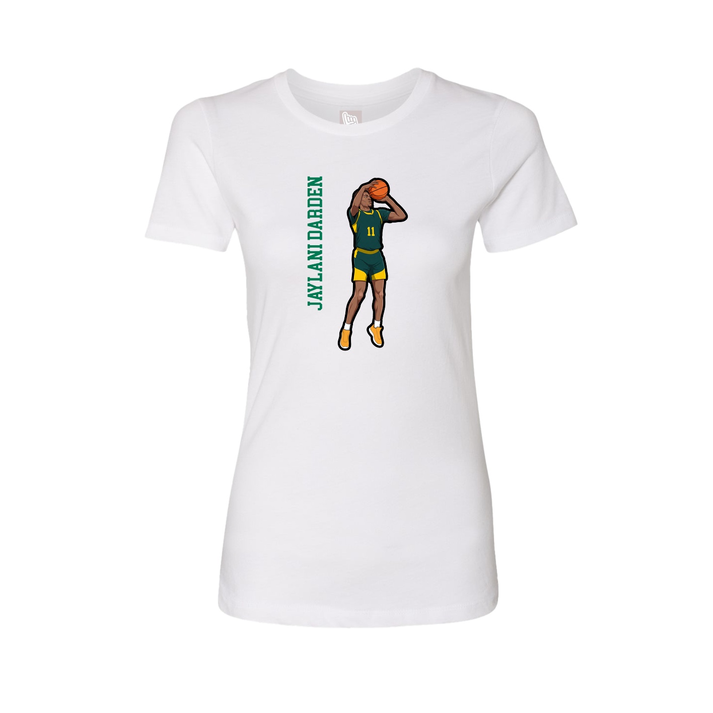 Fitted Women's Tee — Name Vertical in White