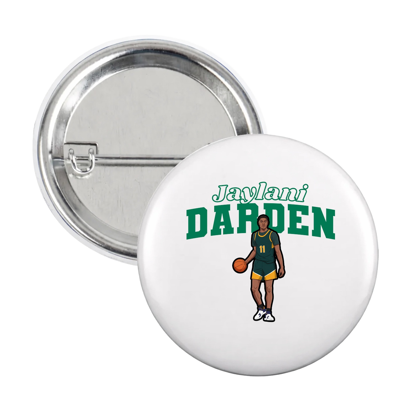 Game Day Button — Name Arch in White