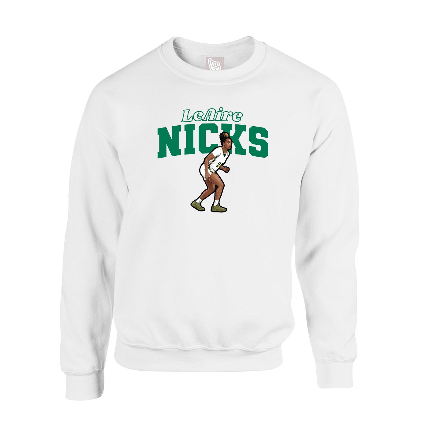 Fleece Crew — Name Arch in White