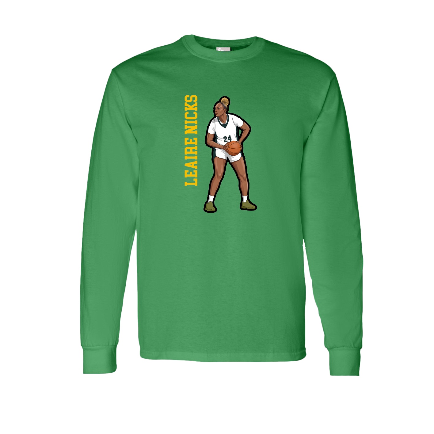Long Sleeve Tee — Name Vertical in Green