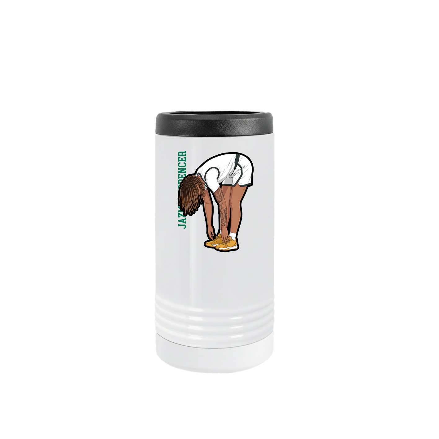 Slim Beverage Holder — Name Vertical in White