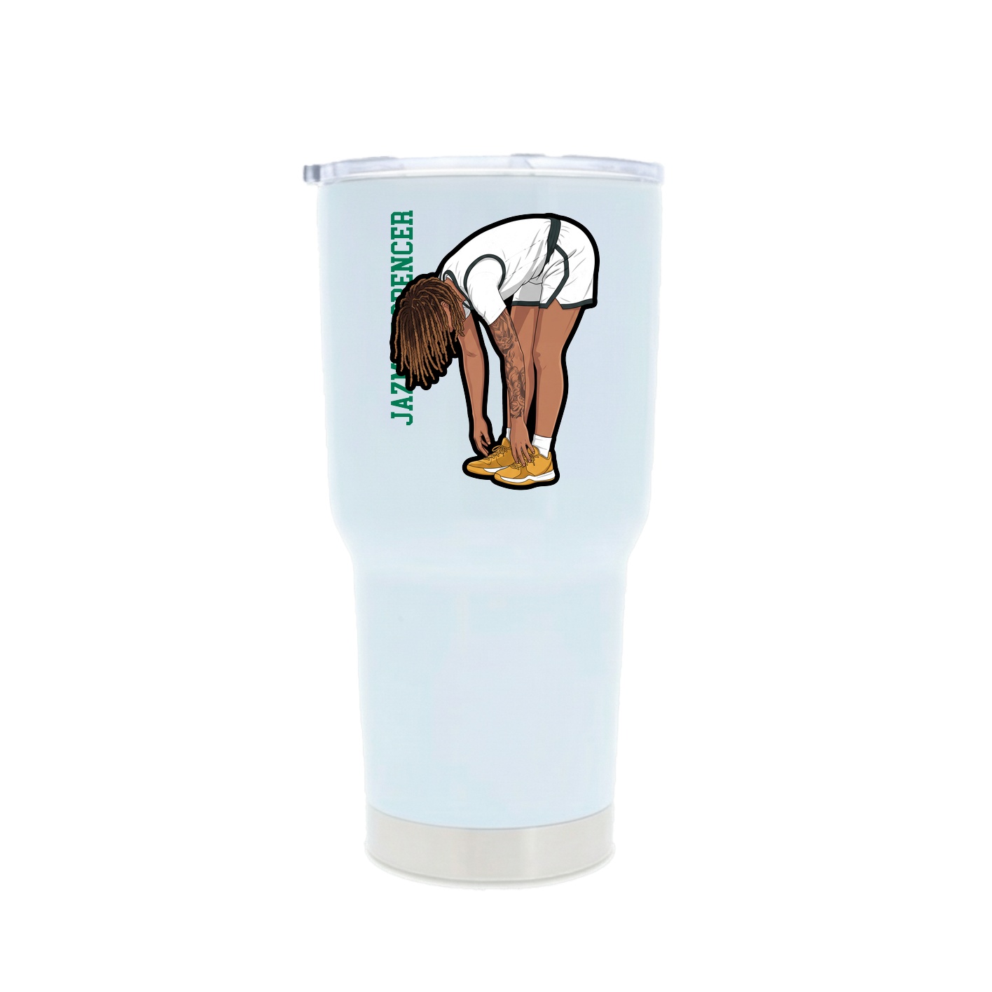 30oz Stainless Steel Tumbler — Name Vertical in White