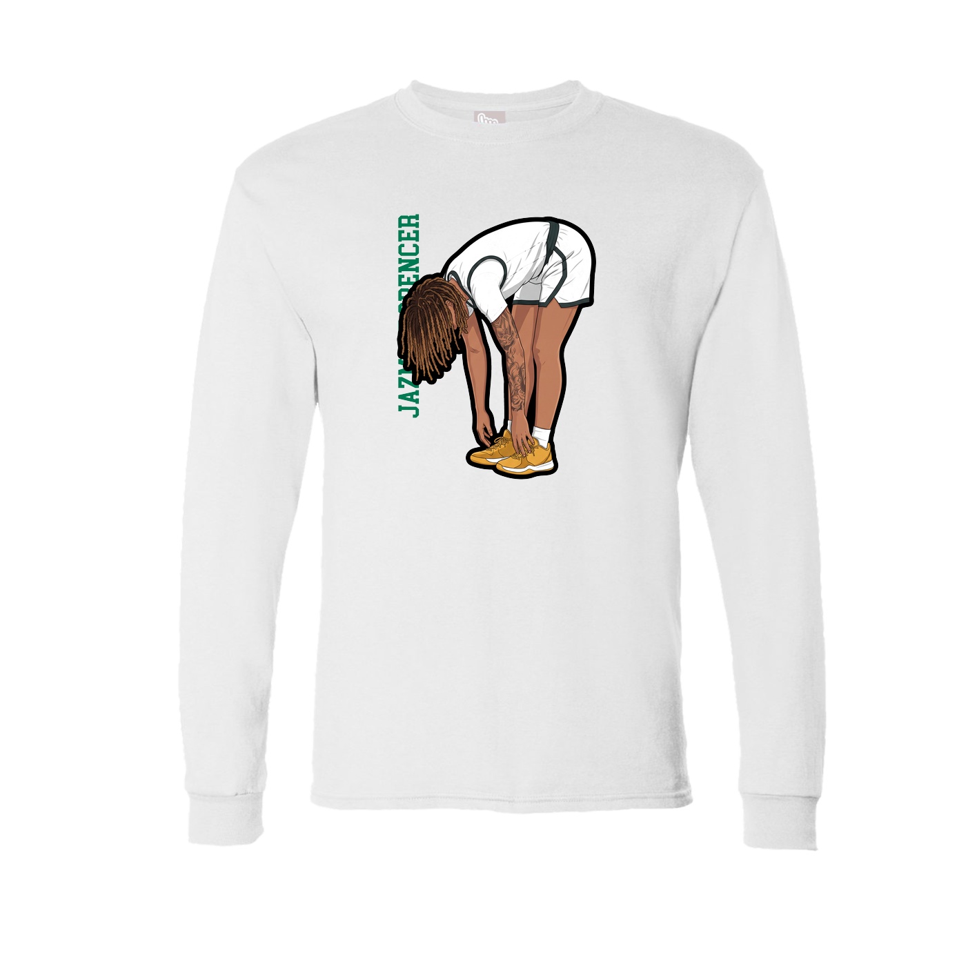 Long Sleeve Tee — Name Vertical in White