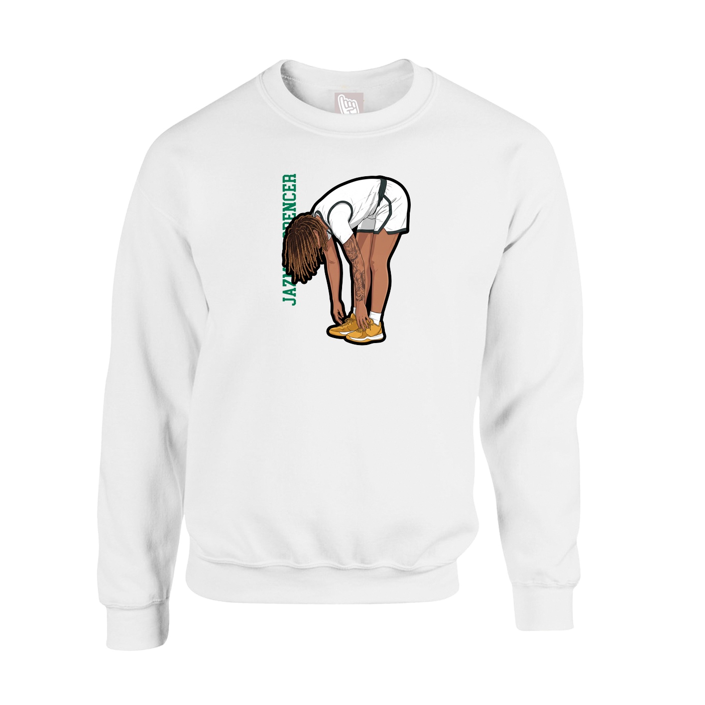 Fleece Crew — Name Vertical in White