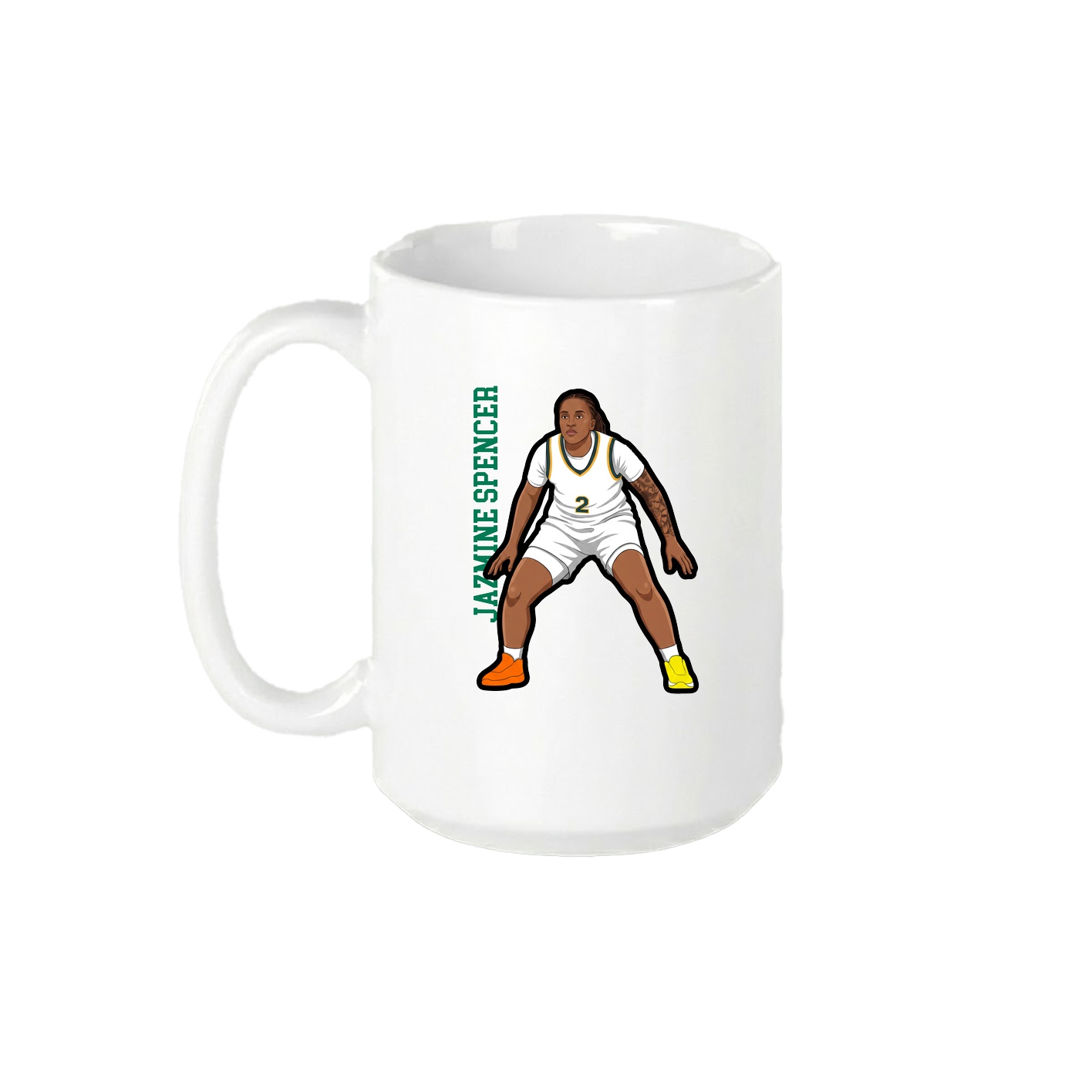 15oz Coffee Mug — Name Vertical in White