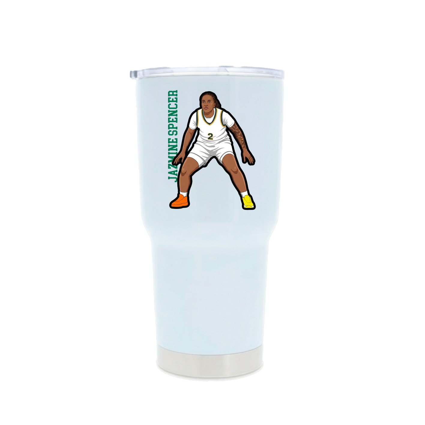30oz Stainless Steel Tumbler — Name Vertical in White