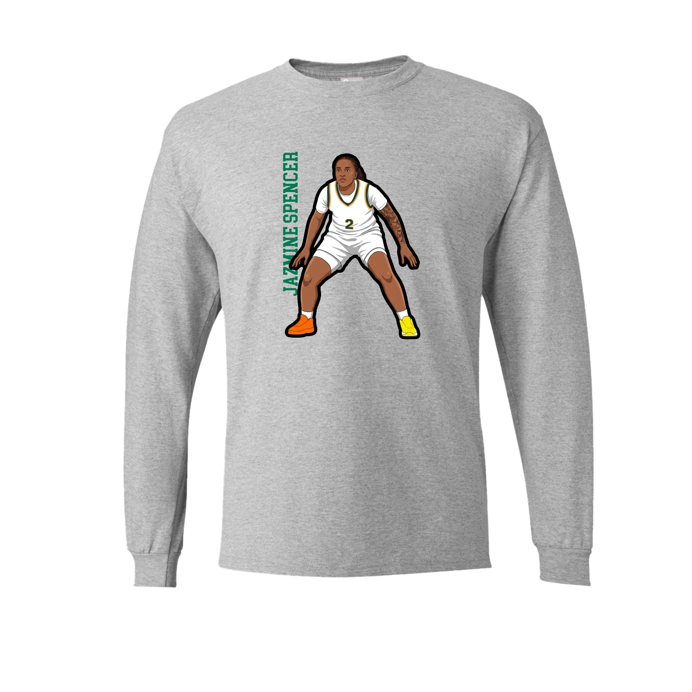 Long Sleeve Tee — Name Vertical in Grey