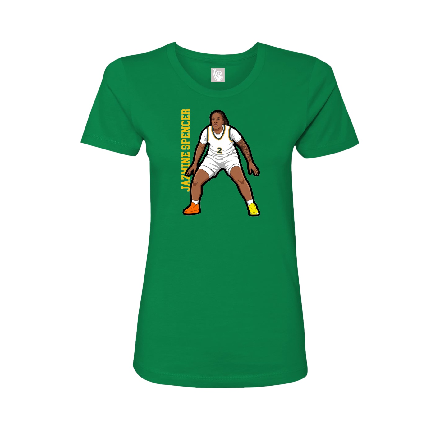 Fitted Women's Tee — Name Vertical in Green