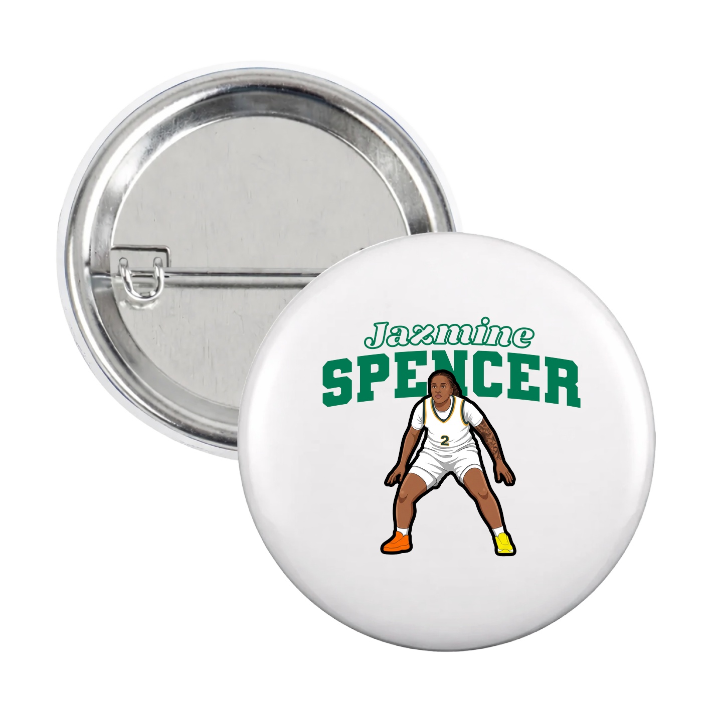 Game Day Button — Name Arch in White