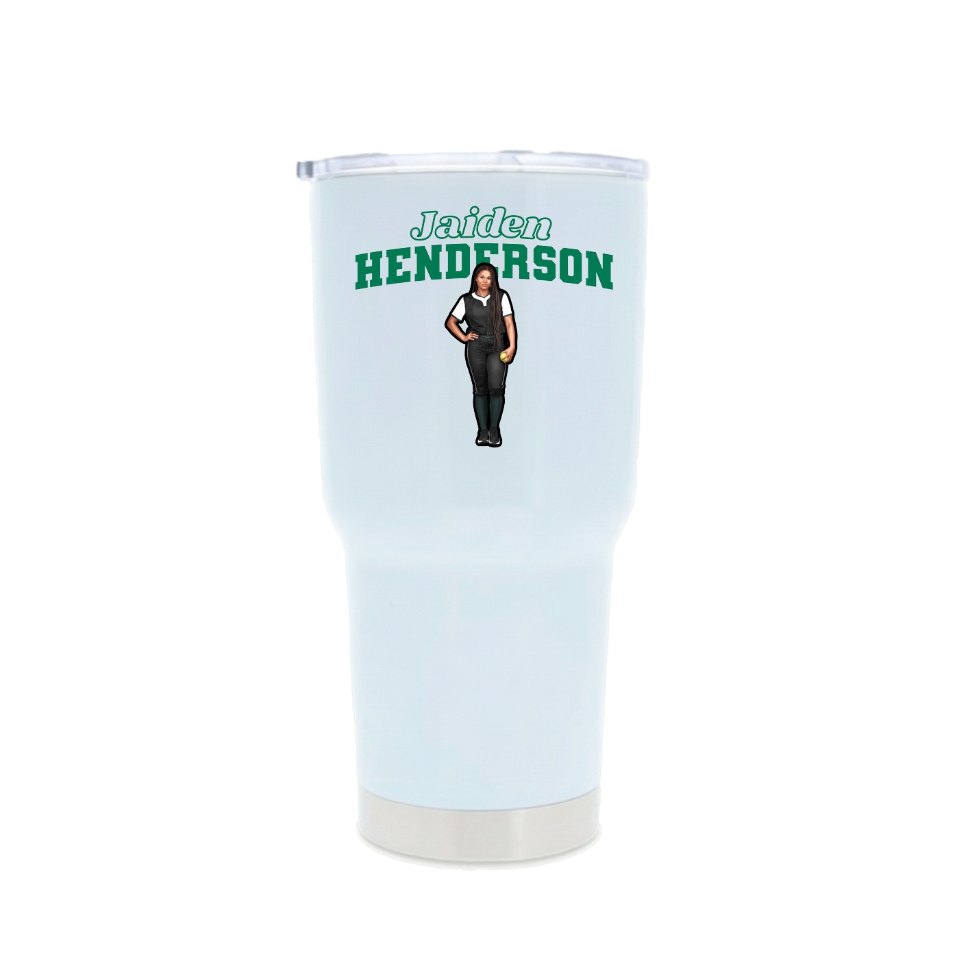 30oz Stainless Steel Tumbler — Name Arch in White