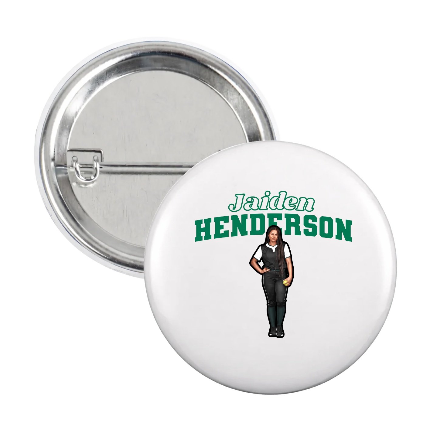 Game Day Button — Name Arch in White