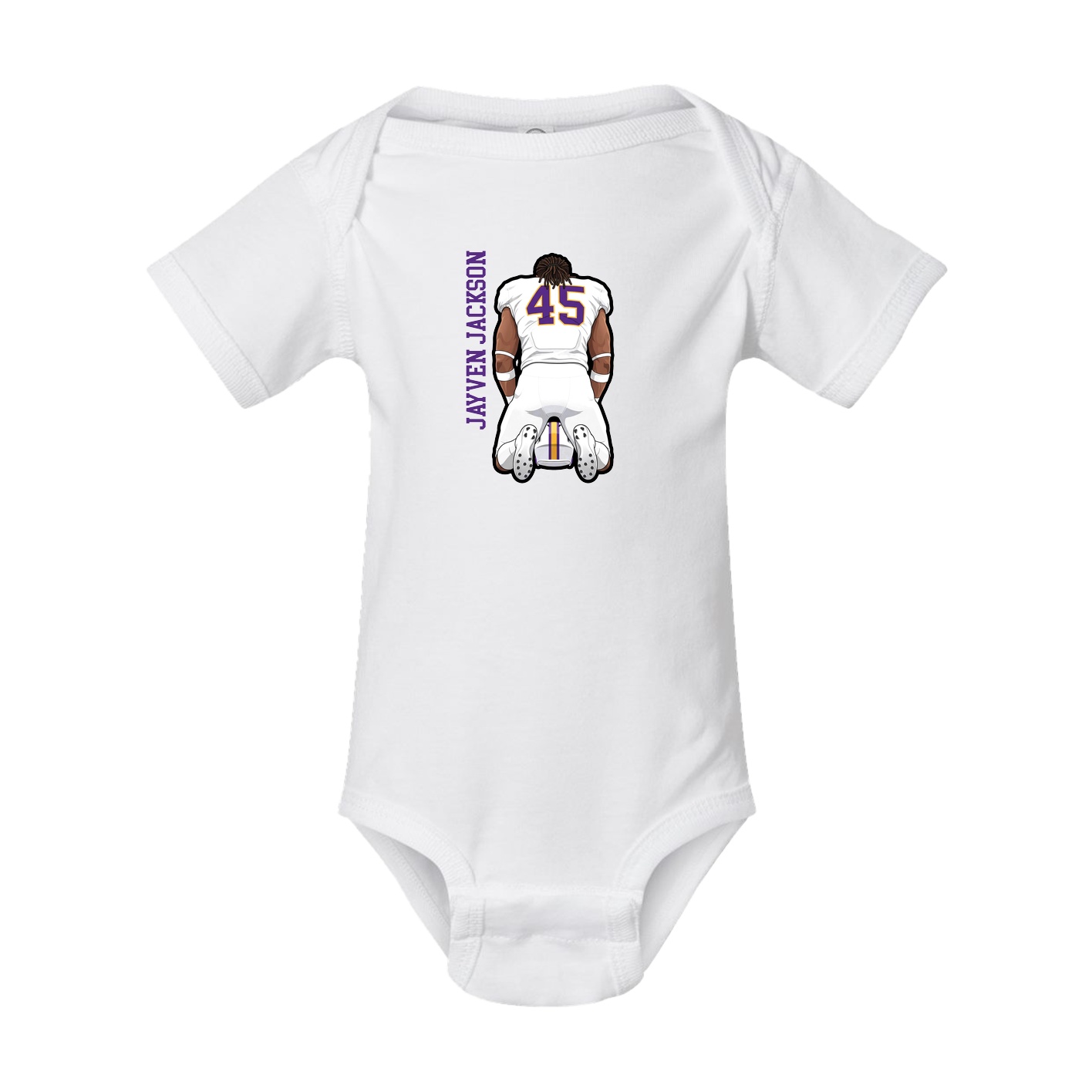 Baby Onesie — Name Vertical in White
