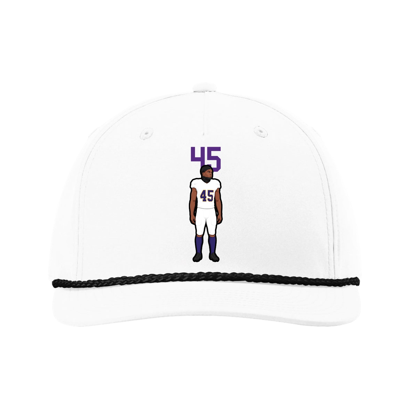 Five-Panel Classic Rope Cap — Number Top in White