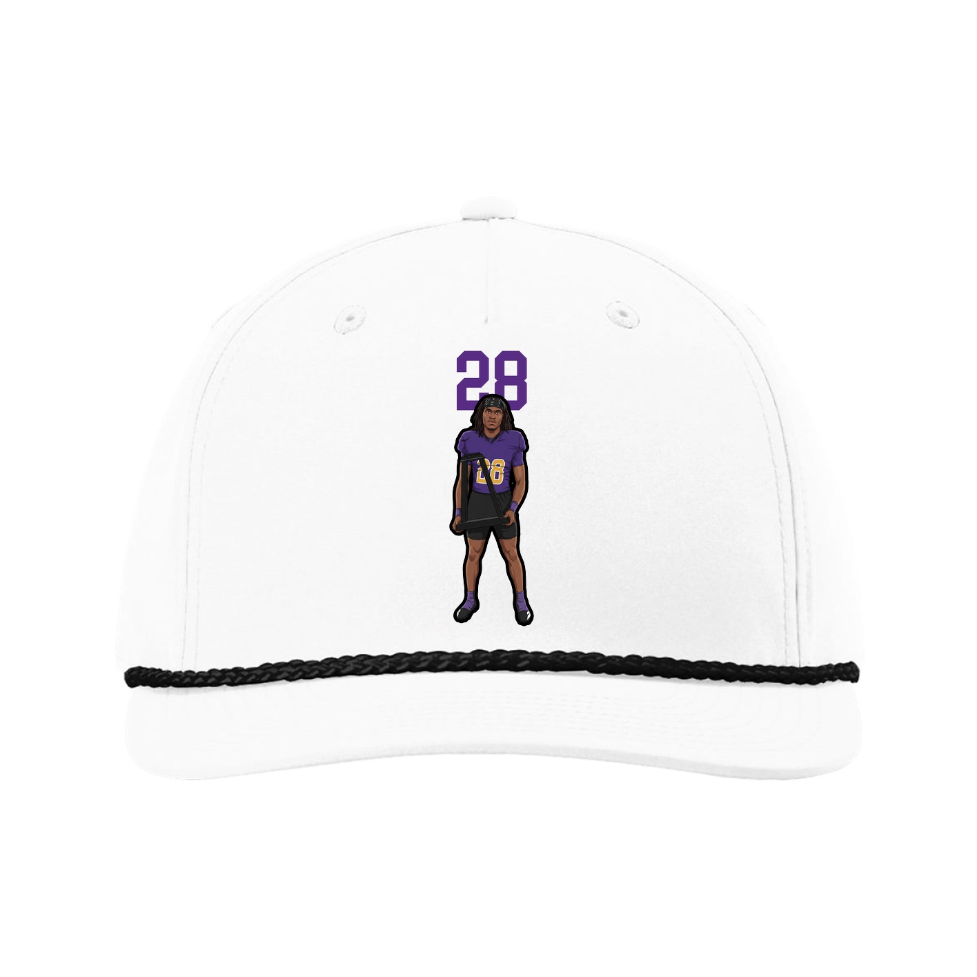 Five-Panel Classic Rope Cap — Number Top in White