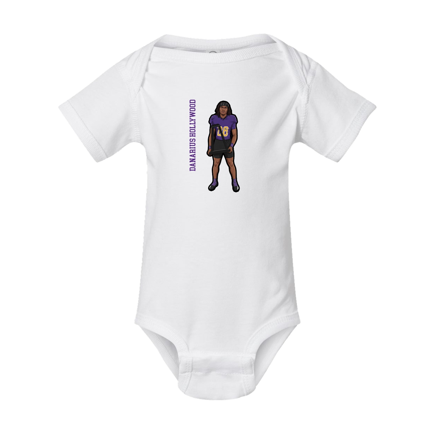 Baby Onesie — Name Vertical in White