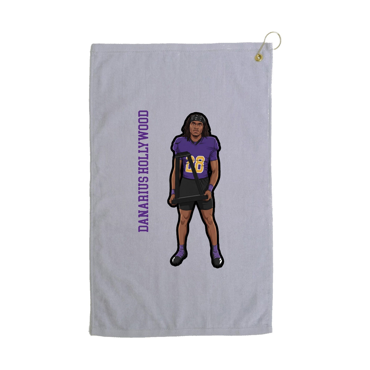 Golf Towel — Name Vertical in Grey