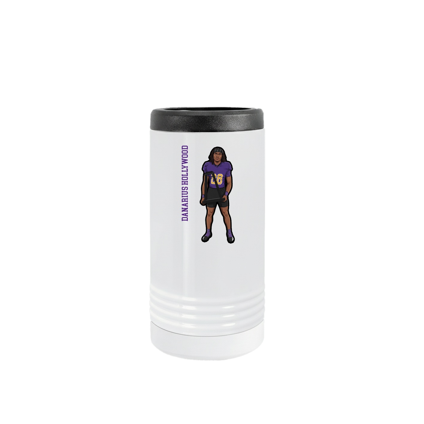 Slim Beverage Holder — Name Vertical in White