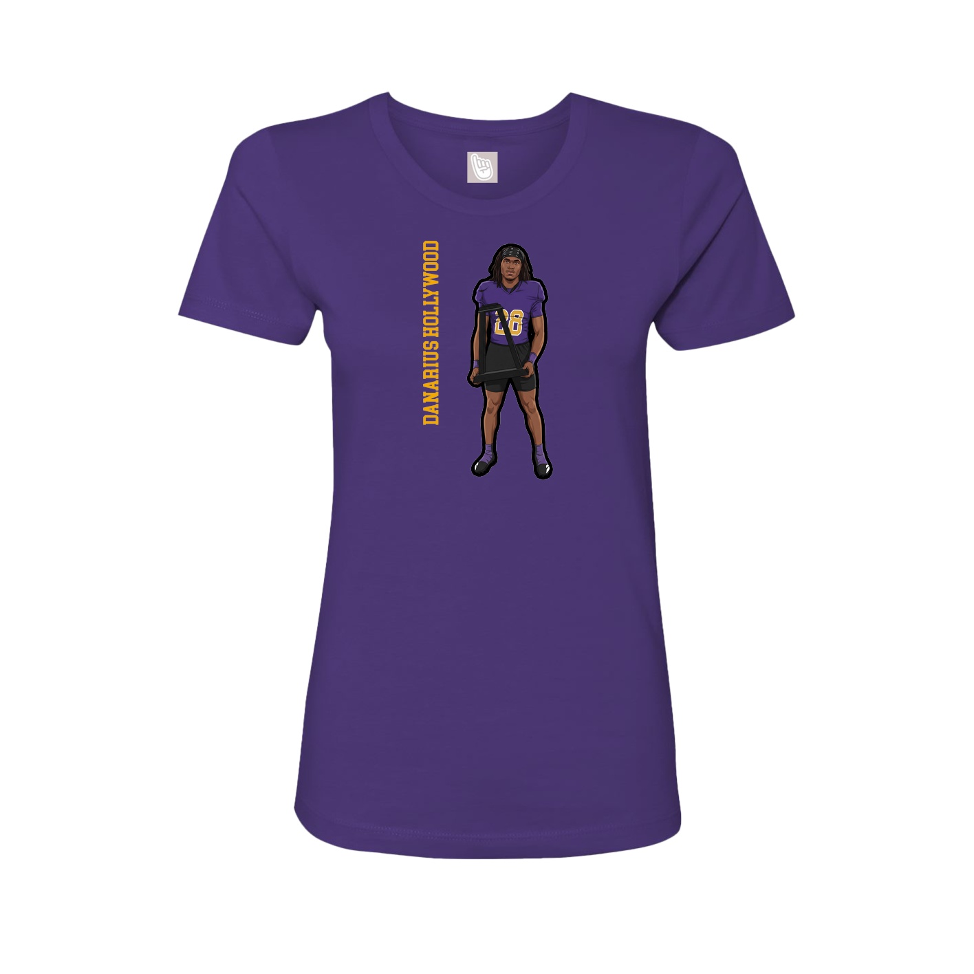 Fitted Women's Tee — Name Vertical in Purple