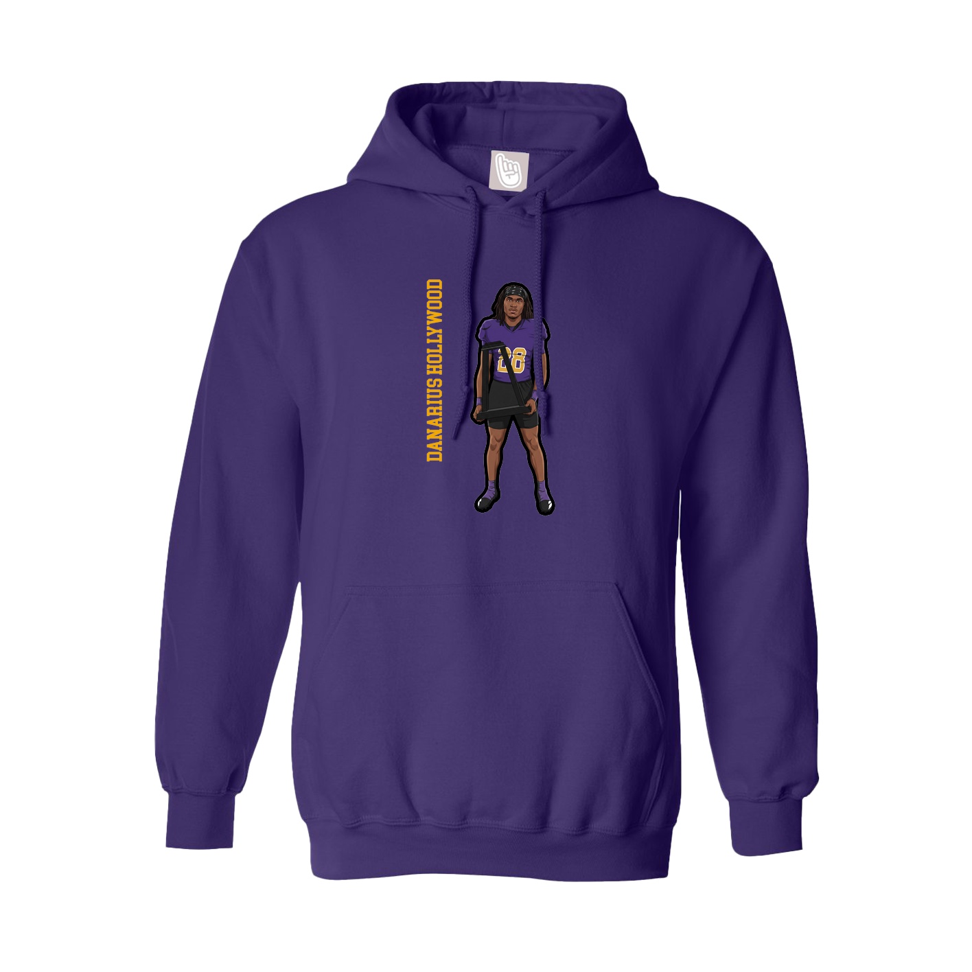 Hoodie — Name Vertical in Purple