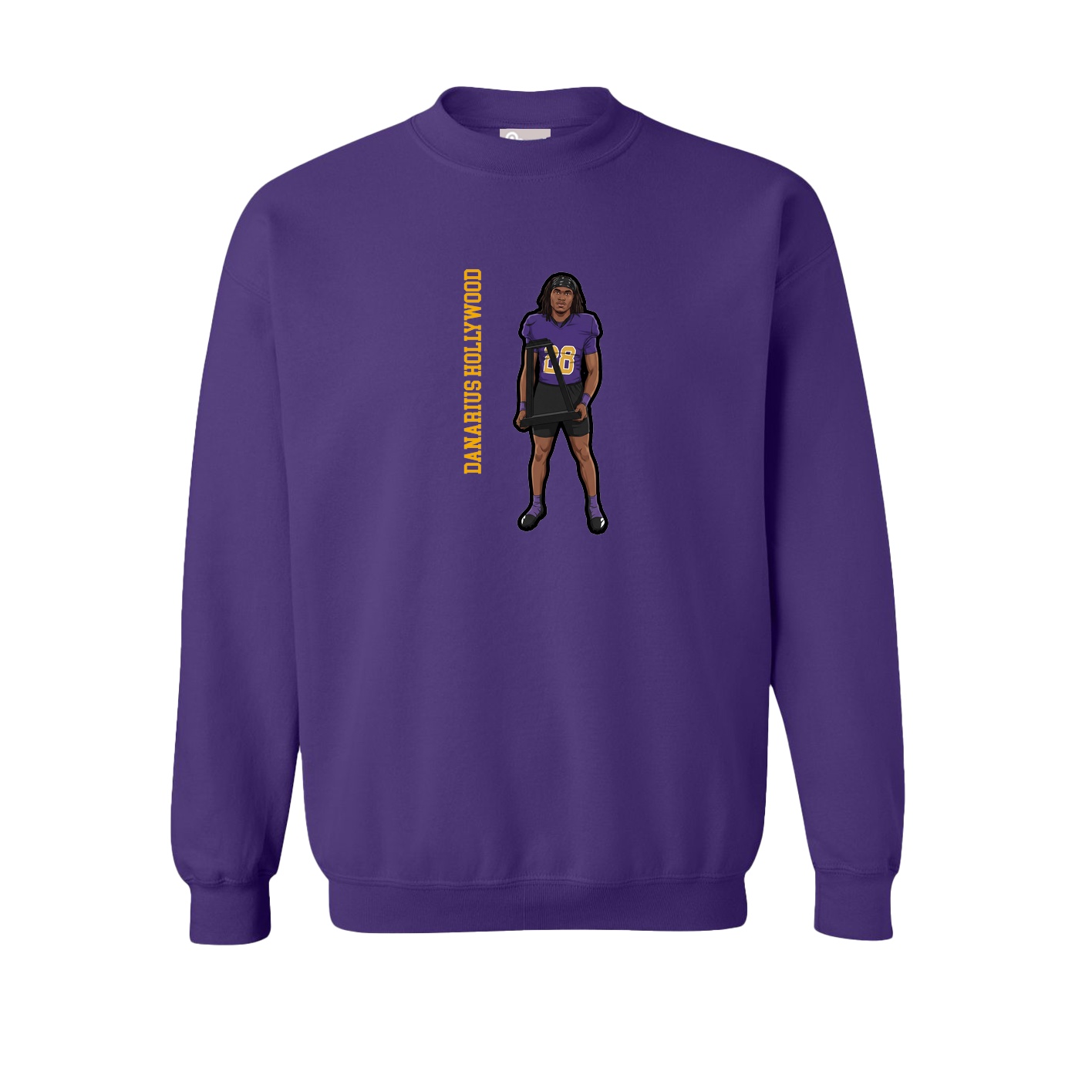 Fleece Crew — Name Vertical in Purple
