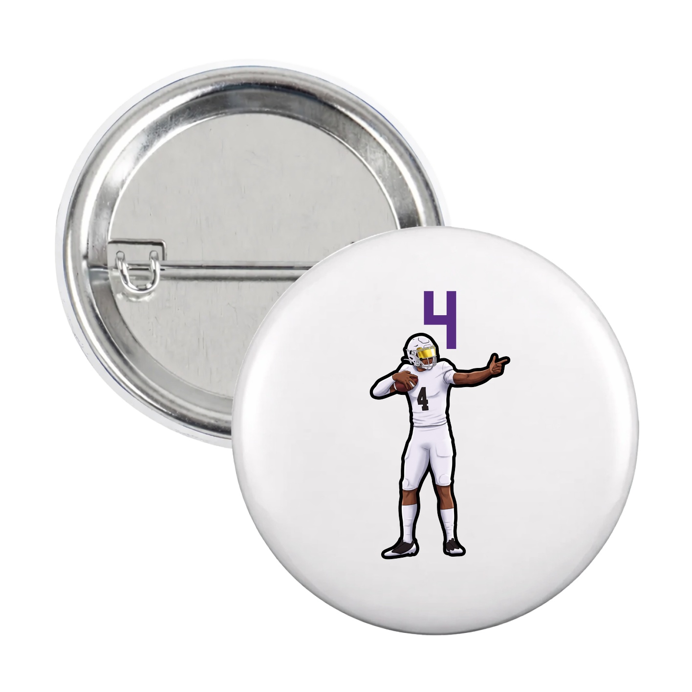 Game Day Button — Number Top in White