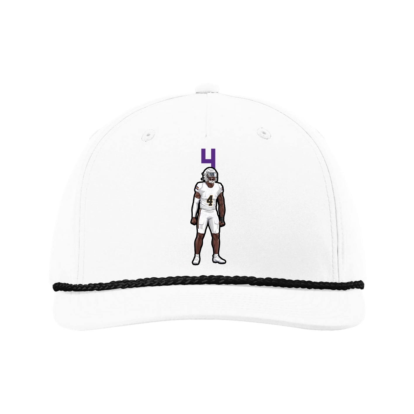 Five-Panel Classic Rope Cap — Number Top in White