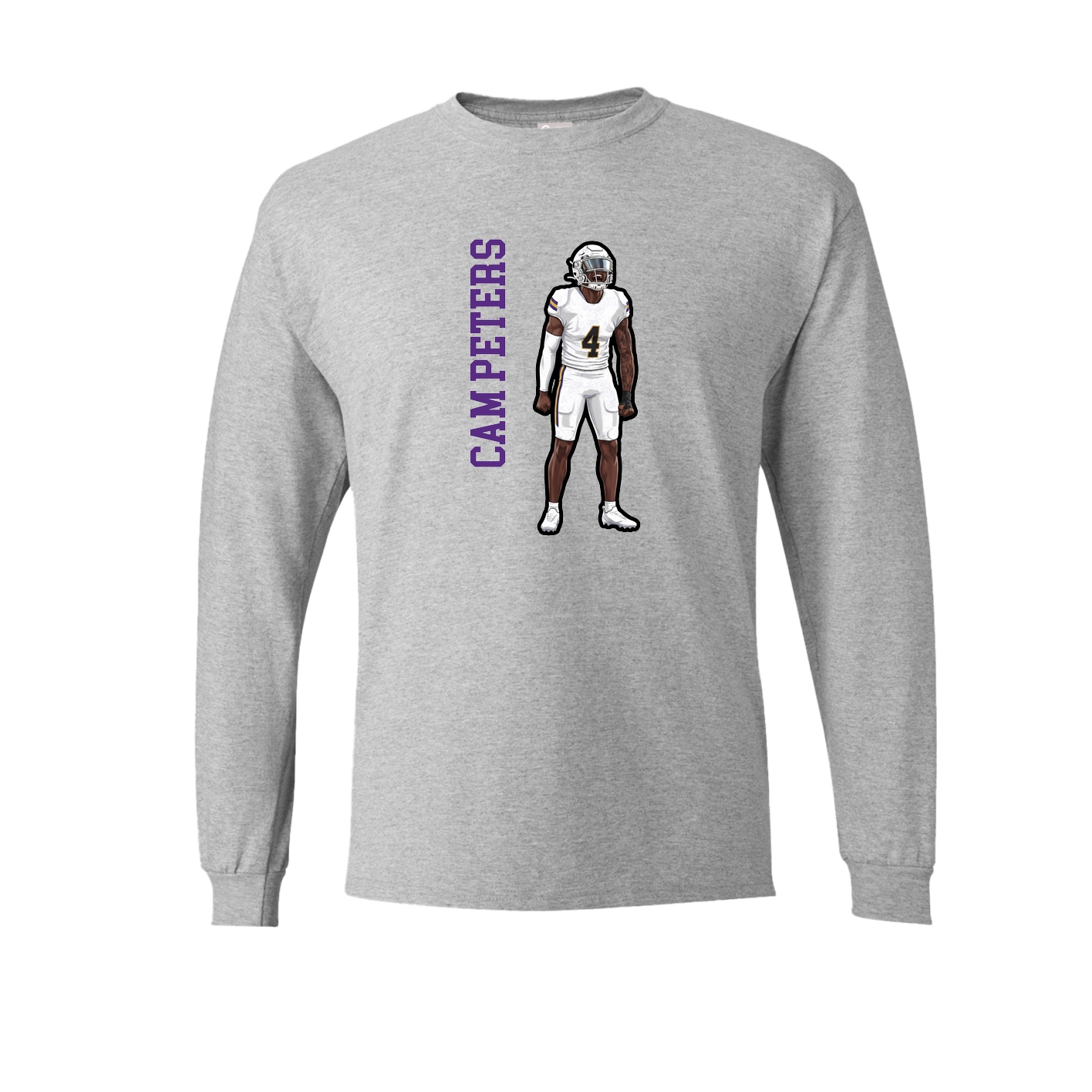 Long Sleeve Tee — Name Vertical in Grey