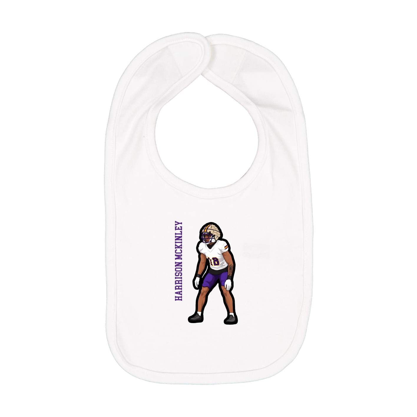 Infant Bib — Name Vertical in White
