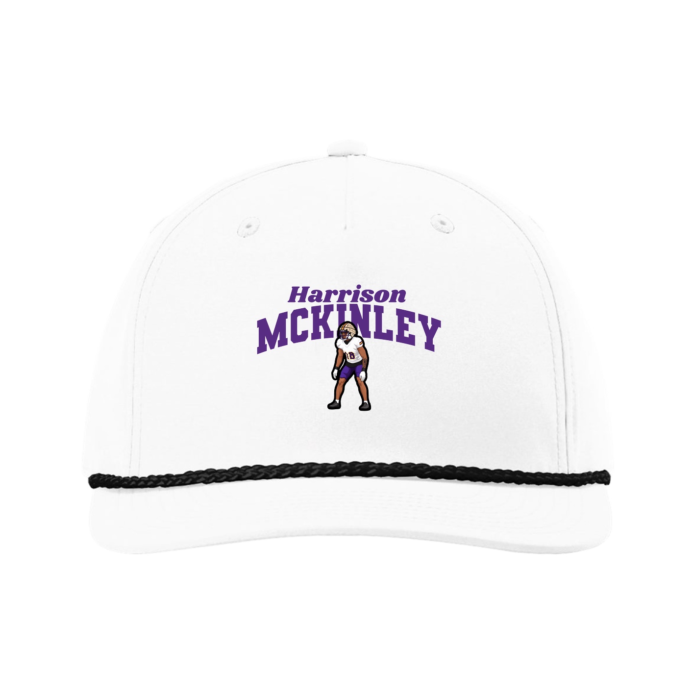 Five-Panel Classic Rope Cap — Signature Arch in White