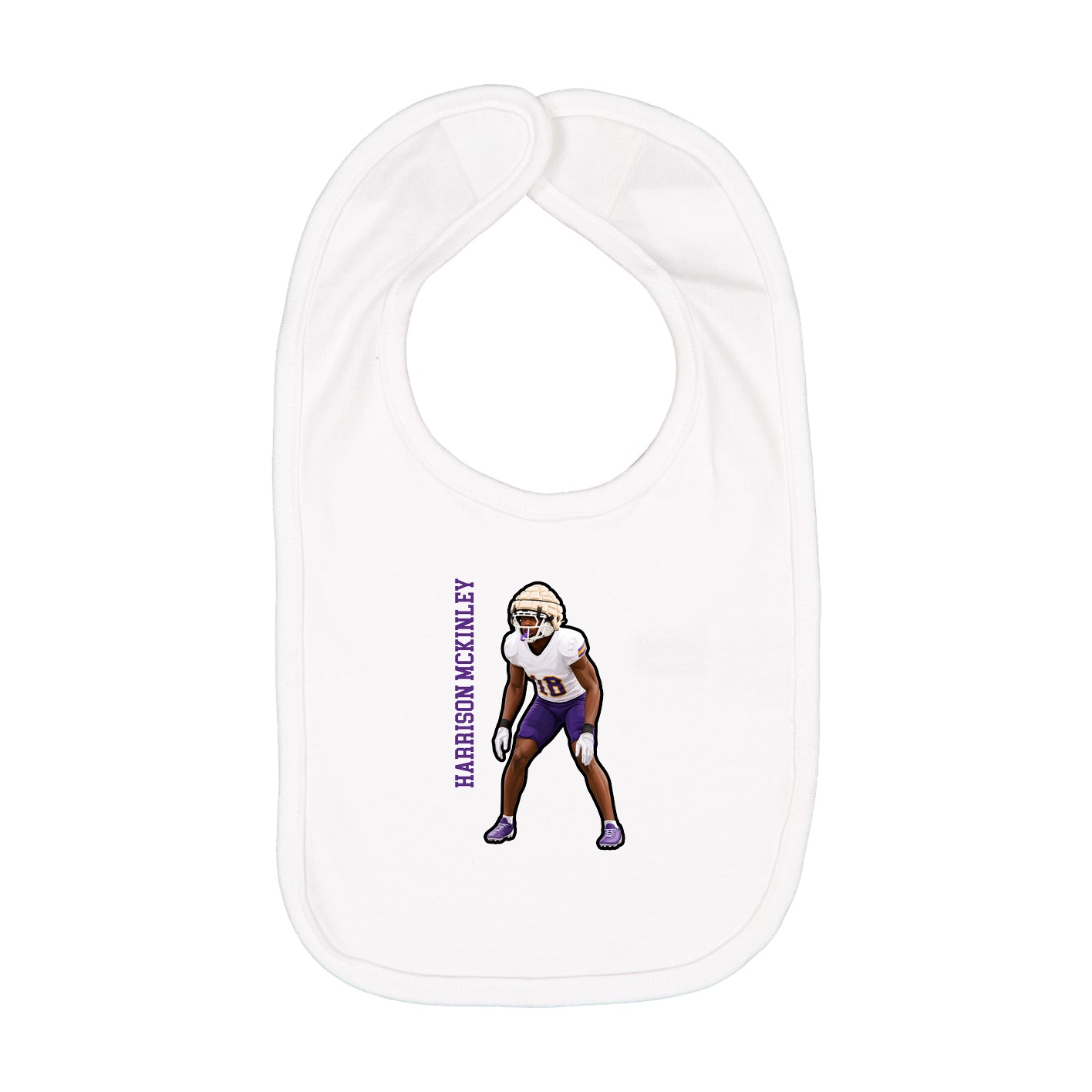 Infant Bib — Name Vertical in White