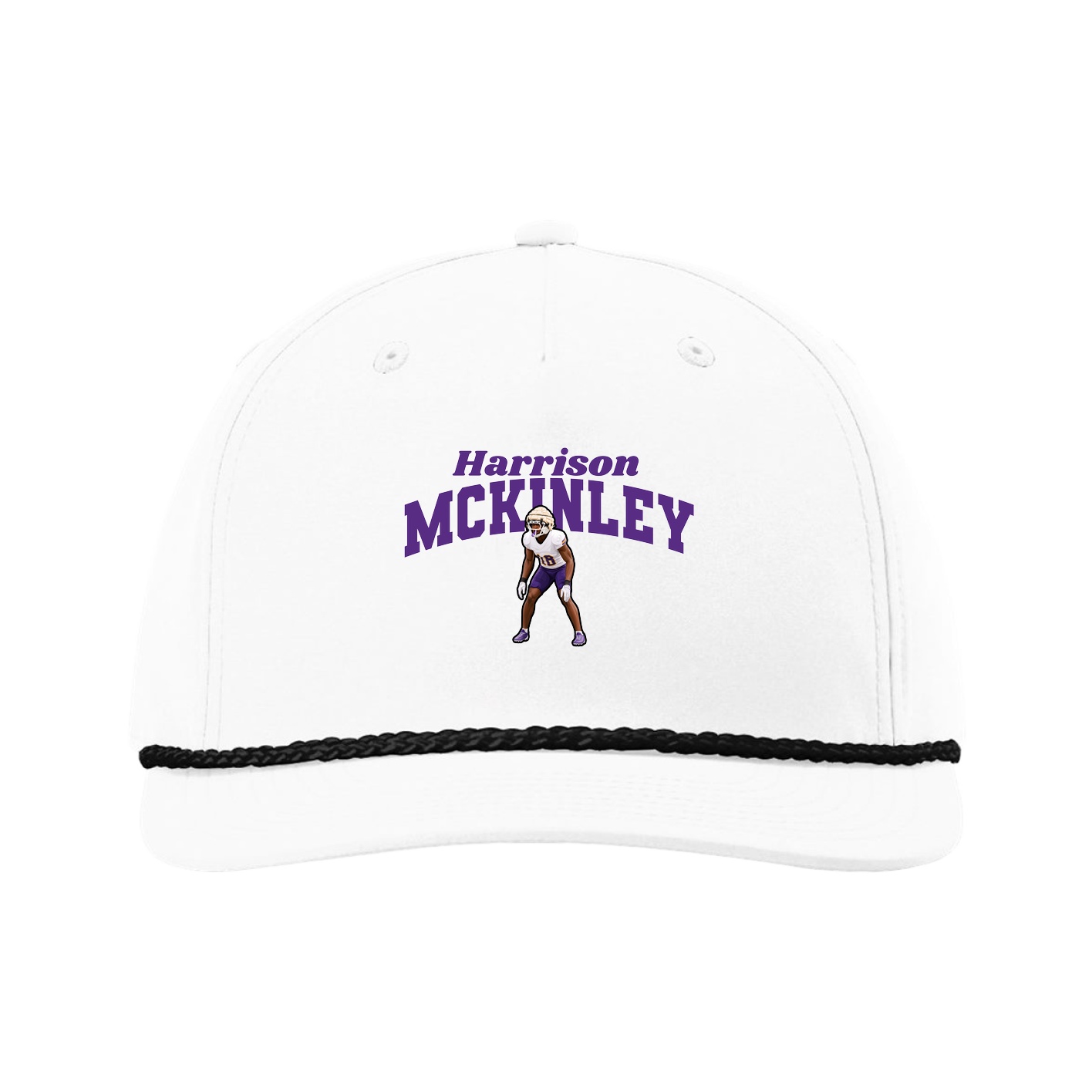 Five-Panel Classic Rope Cap — Signature Arch in White
