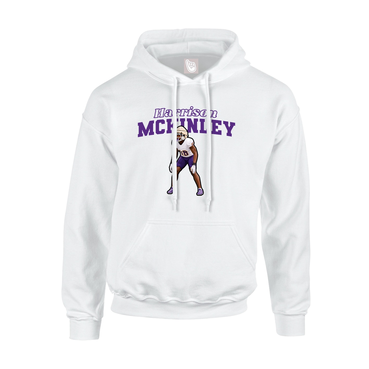 Youth Hoodie — Name Arch in White