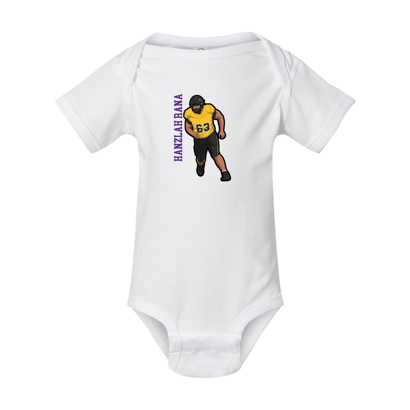 Baby Onesie — Name Vertical in White