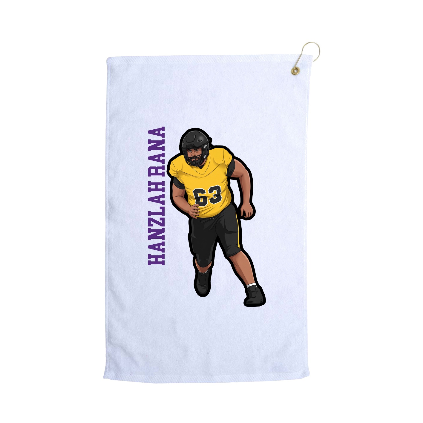 Golf Towel — Name Vertical in White