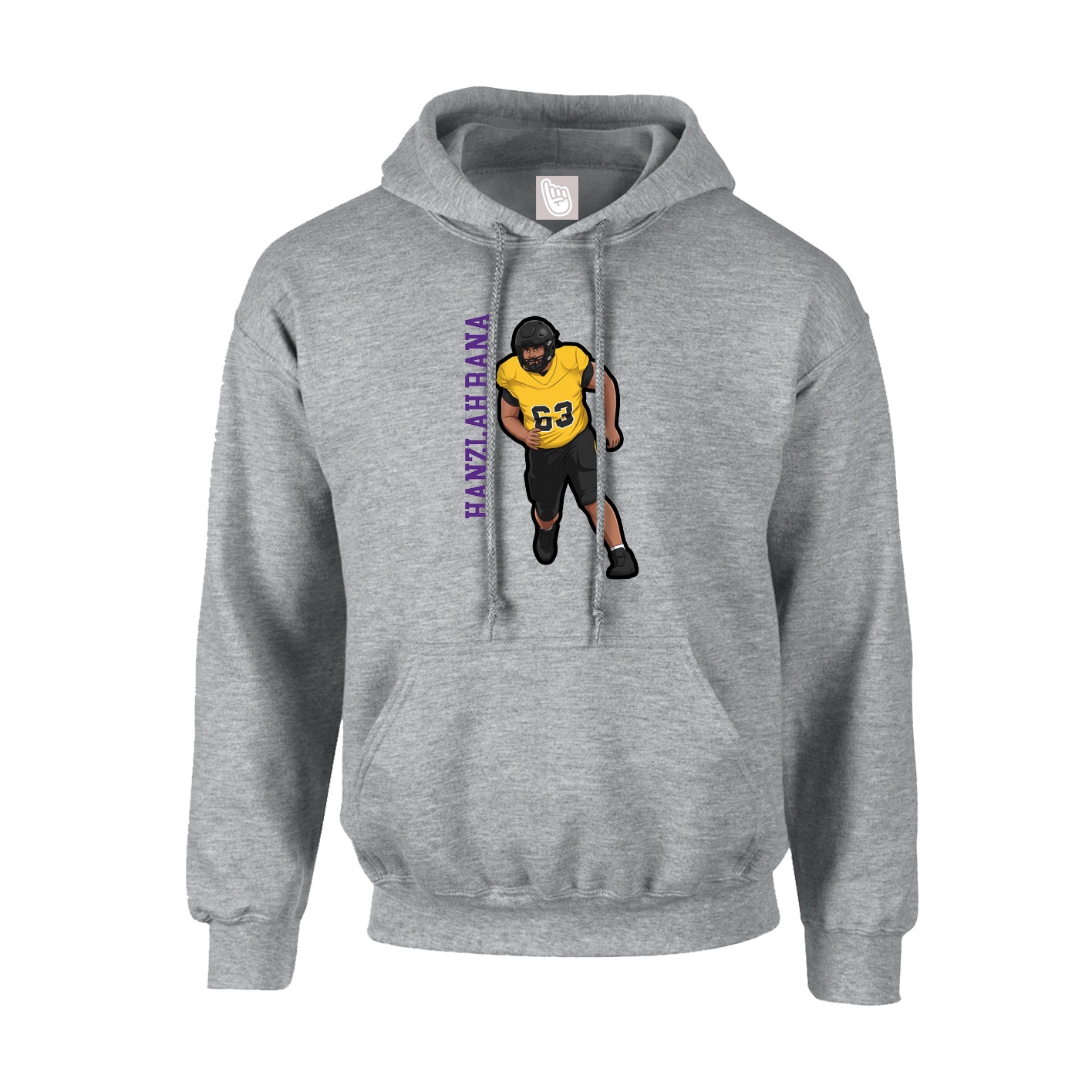 Hoodie — Name Vertical in Grey