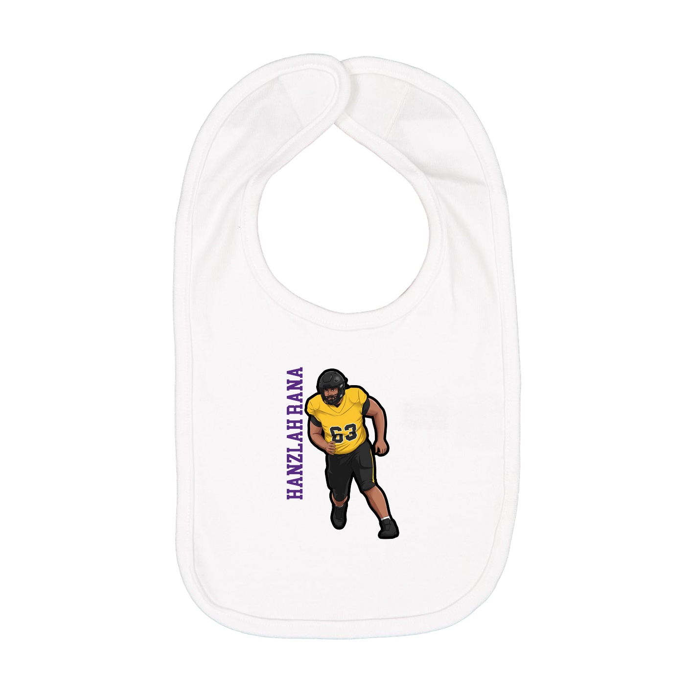 Infant Bib — Name Vertical in White