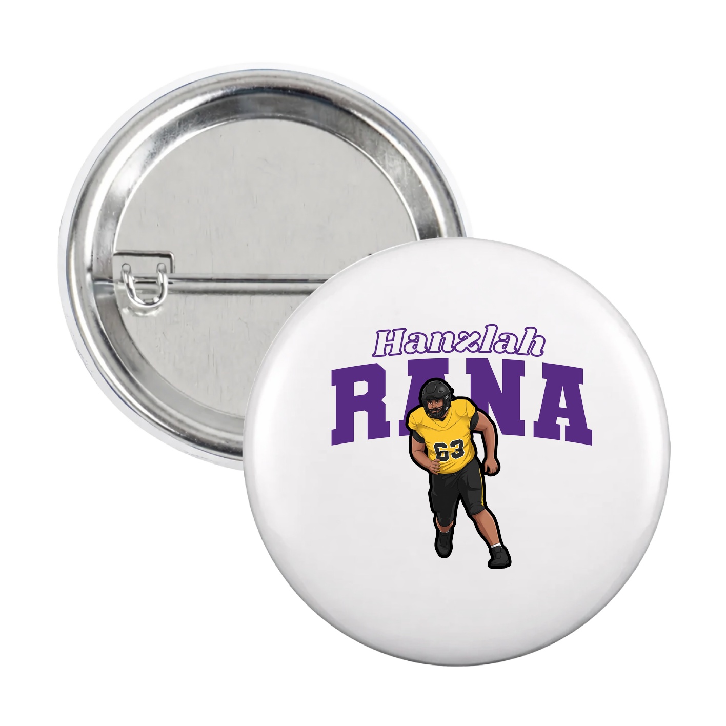 Game Day Button — Name Arch in White