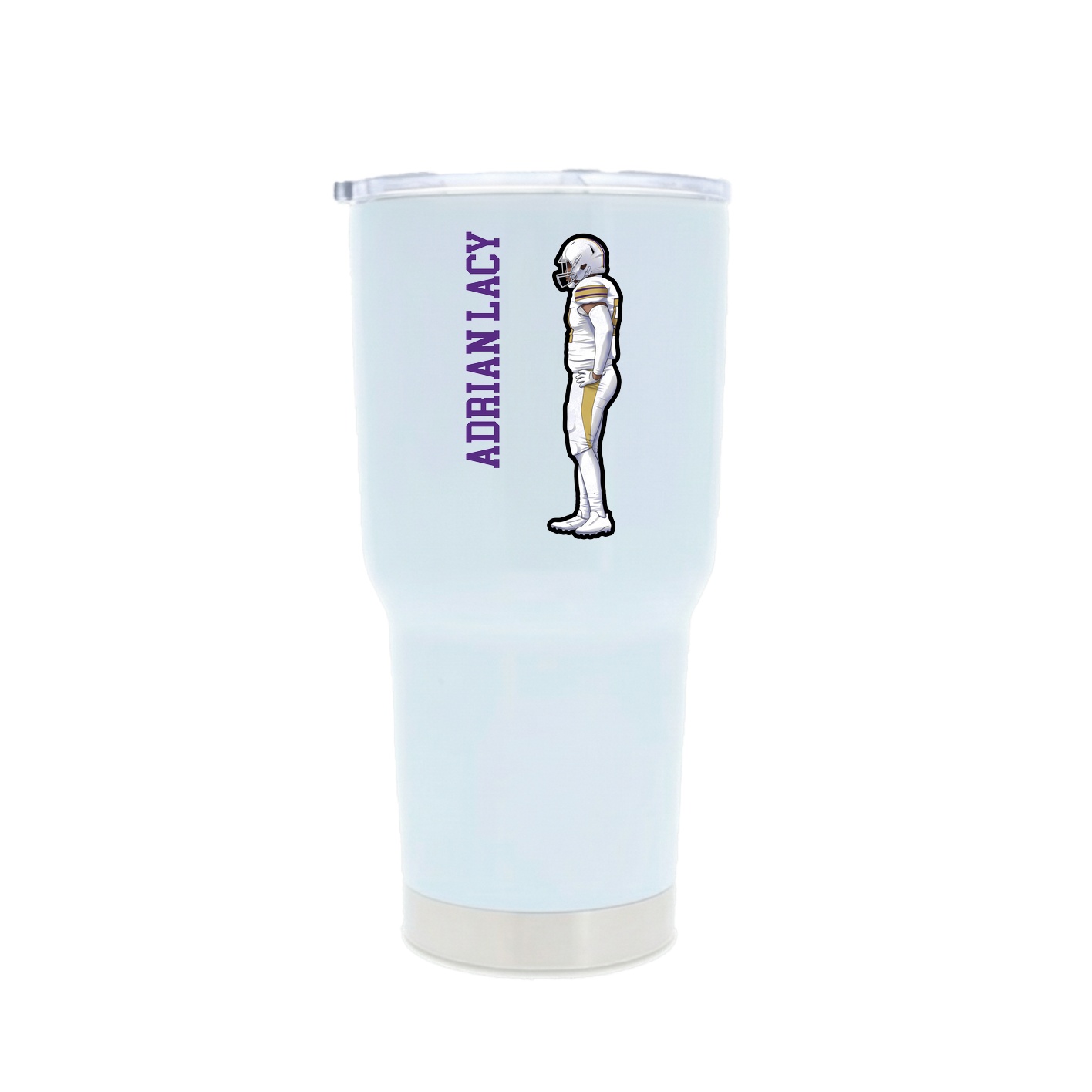 30oz Stainless Steel Tumbler — Name Vertical in White