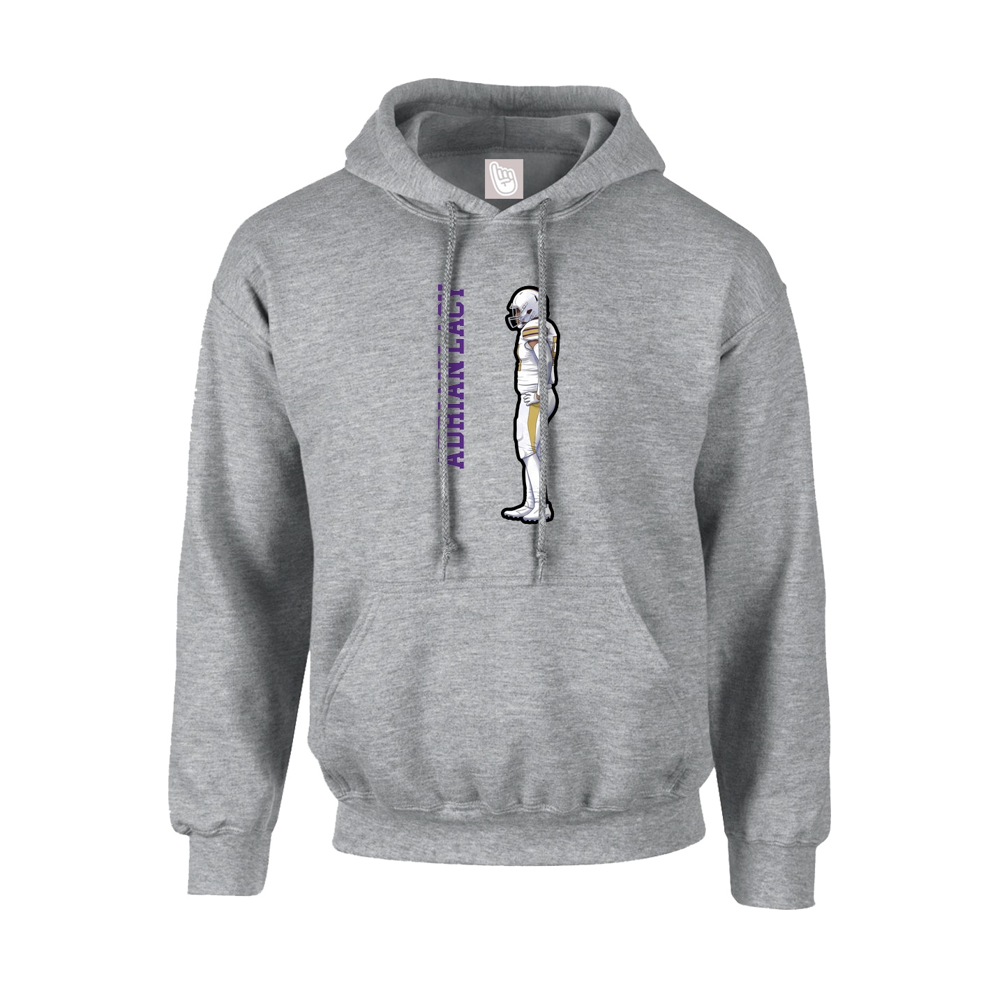 Youth Hoodie — Name Vertical in Grey